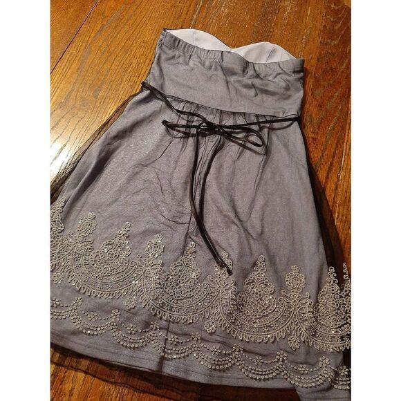 Small Purple Black Mesh Overlay Sleeveless Embellished Mini Dress Prom Wedding - Picture 6 of 6